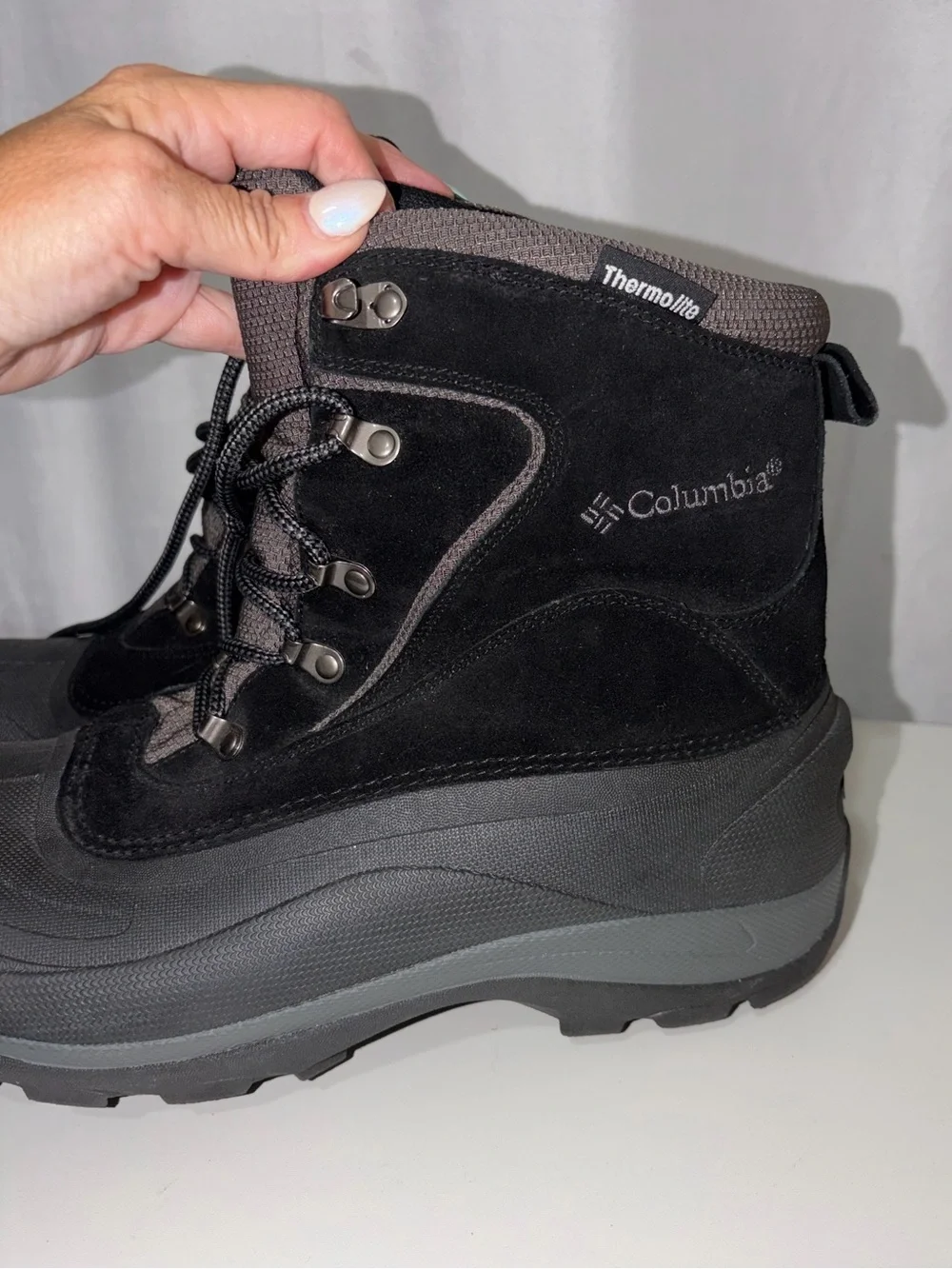 Columbia Black and Gray Thermolite Men's Winter Lace-Up Boots